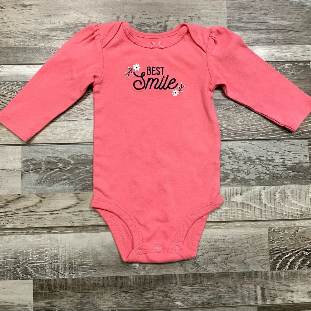 Carter’s Long Sleeve Bodysuit 3-6 Months Best Smile Floral